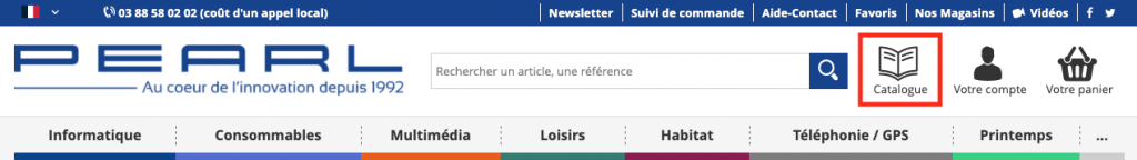 Accéder rapidement aux catalogues en ligne sur Pearl.fr.