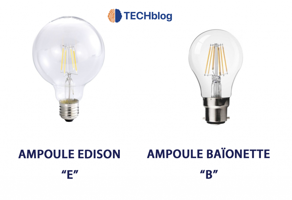 La différence entre une ampoule E edison et une ampoule B baïonnette