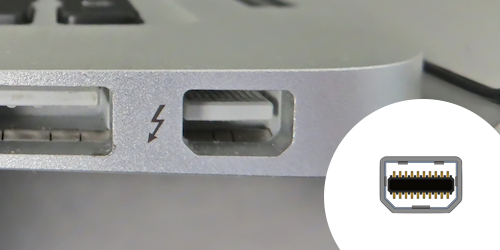 Le Mini-DisplayPort Thunderbolt sur un MacBook.