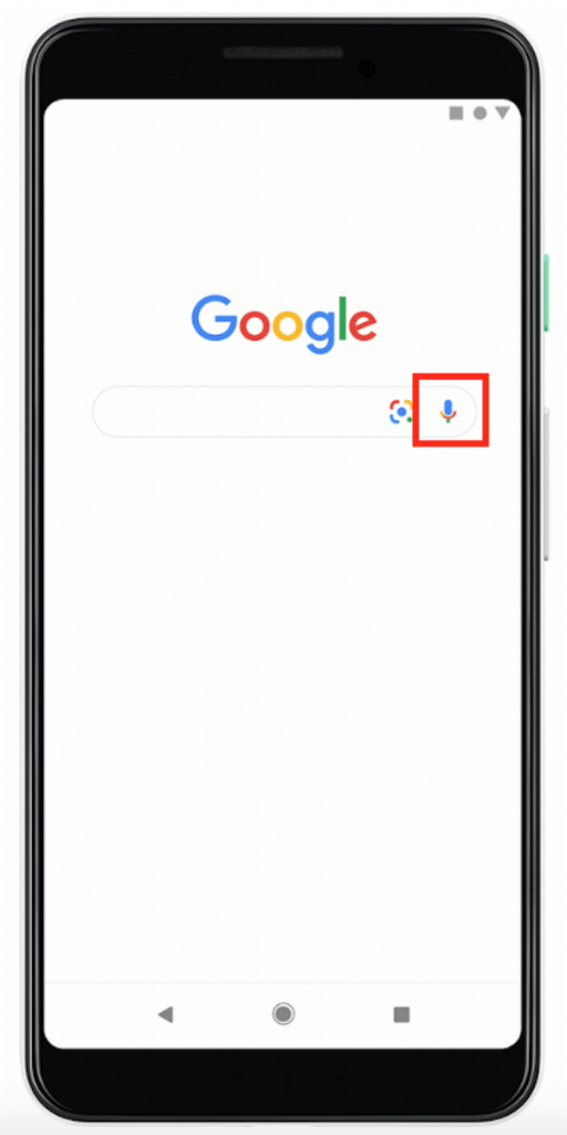 Icône microphone dans la barre de recherche de l'application Google.