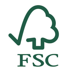 Label FSC qui garantit que la forêt est durablement gérer pour la fabrication de jouets en bois.