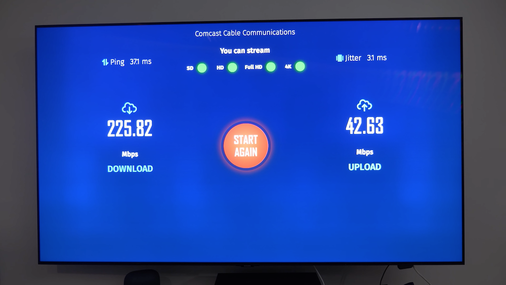 Aperçu de l'app "Internet Connexion Speed Tester" sur Google TV.