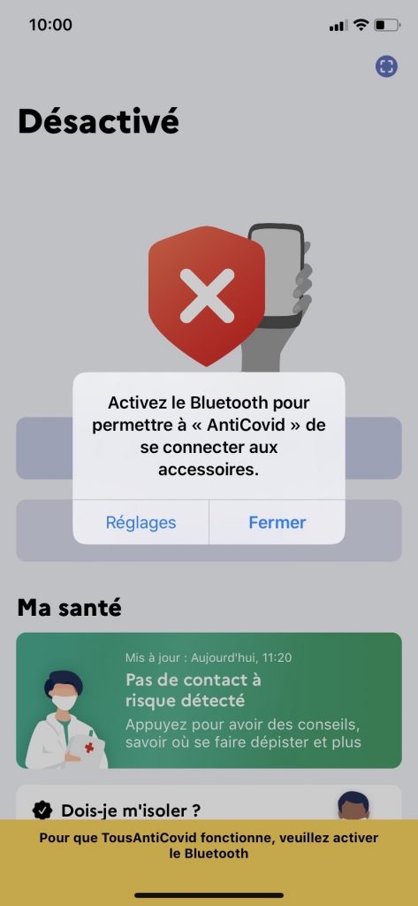 Activer le Bluetooth sur son téléphone pour utiliser TousAntiCovid.