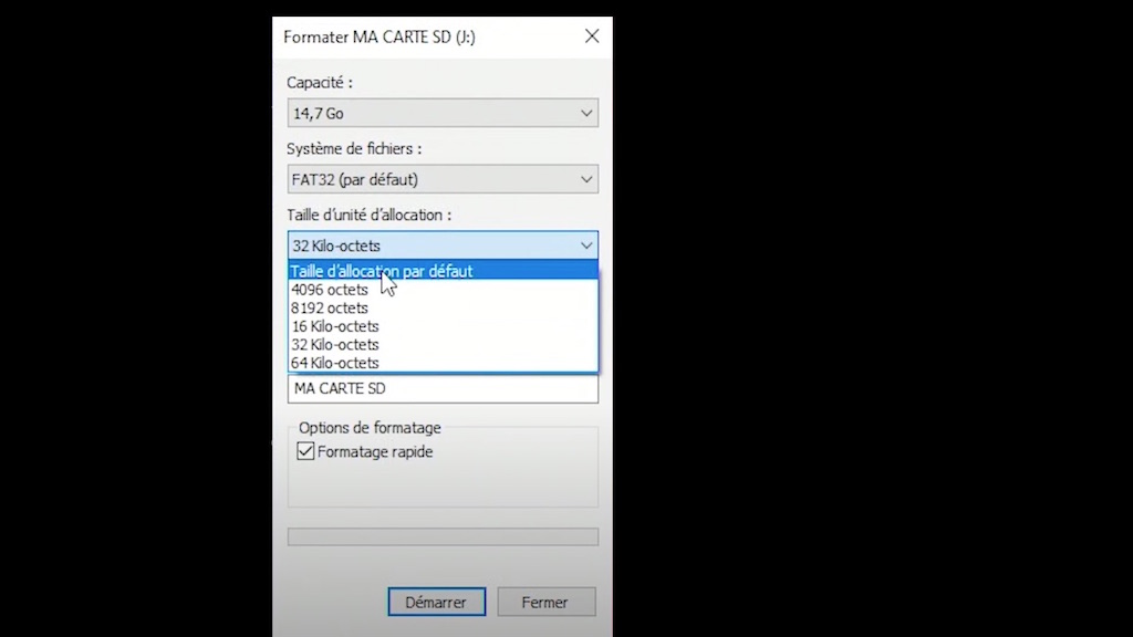 Formater une carte SD en FAT32