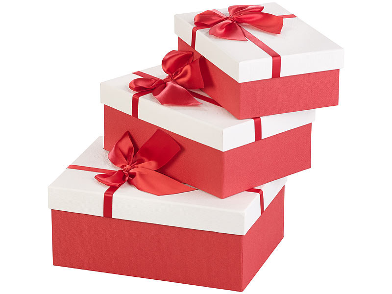 Boîte cadeau blanche et rouge pour emballer les cadeaux de Noël 